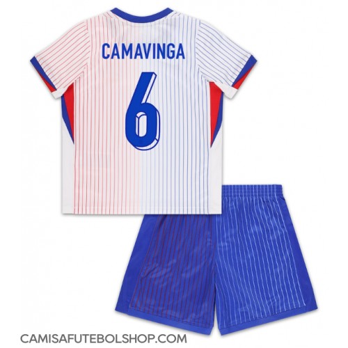 Camisa de time de futebol França Eduardo Camavinga #6 Replicas 2º Equipamento Infantil Europeu 2024 Manga Curta (+ Calças curtas)